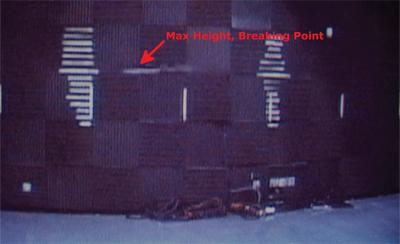 Figure 1. Still photo from Camera 2 showing how the maximum height and breaking point of a pitch was obtained